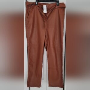 Loft Brown Faux Leather Pants Size 10 New